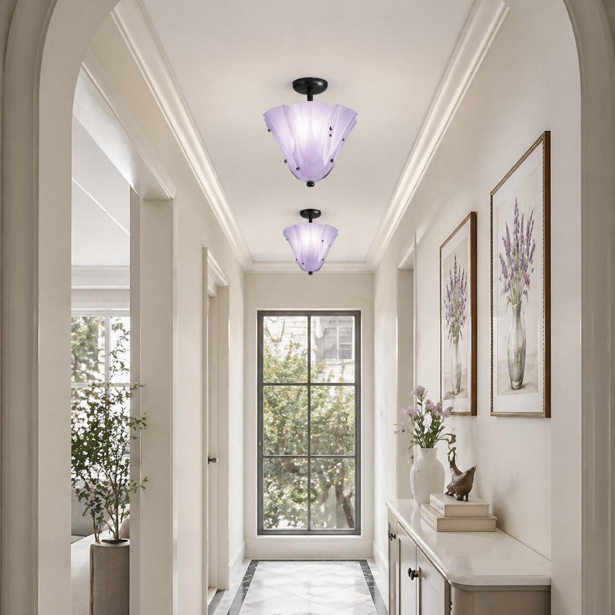 Catalina Contemporary Colored Glass Petal Fazzo Ceiling Light