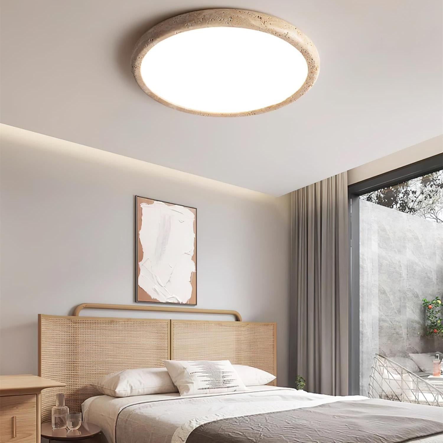 Tatum Modern Travertine Disc LED Ceiling Light