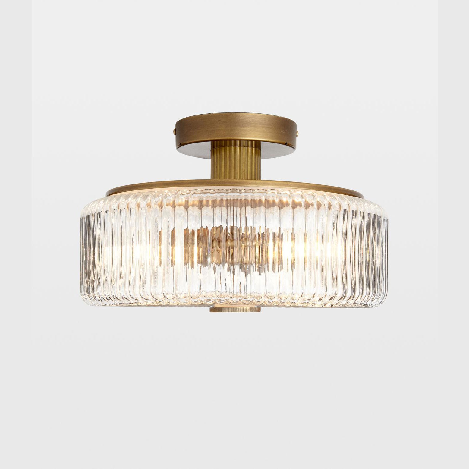 Willa Rustic Round Ribbed Glass Ceiling Light