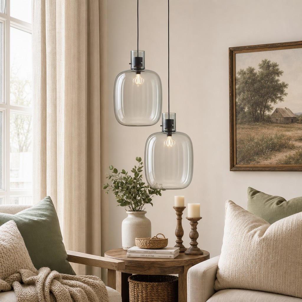 Dravon Minimalist Amber Glass Bottle Pendant Light