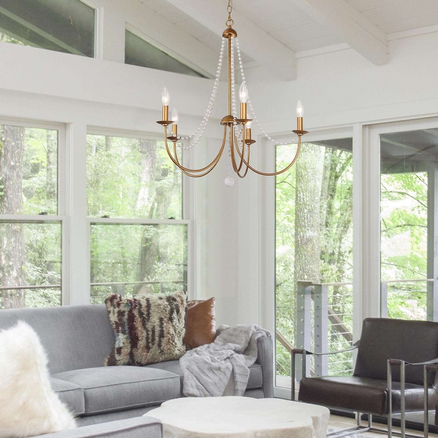 Ophelia French Country 5-Light Wood Beads Branch Chandelier