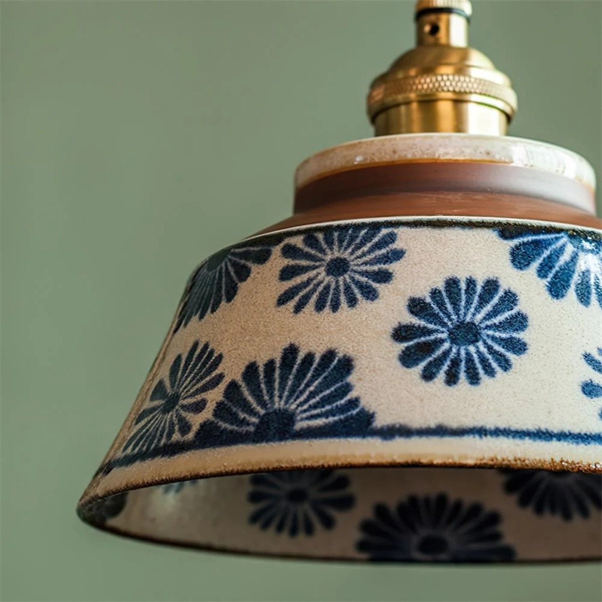 Hussein Vintage Hand-painted Ceramic Pendant Light