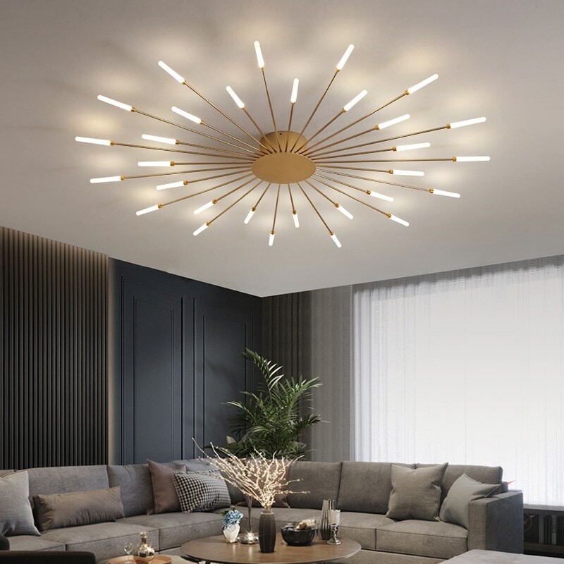 Pranika Modern Sputnik LED Fireworks Semi Flush Mount Ceiling Light