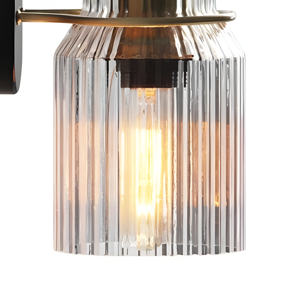 Hale Retro Cylinder Ribbed Glass Wall Sconce