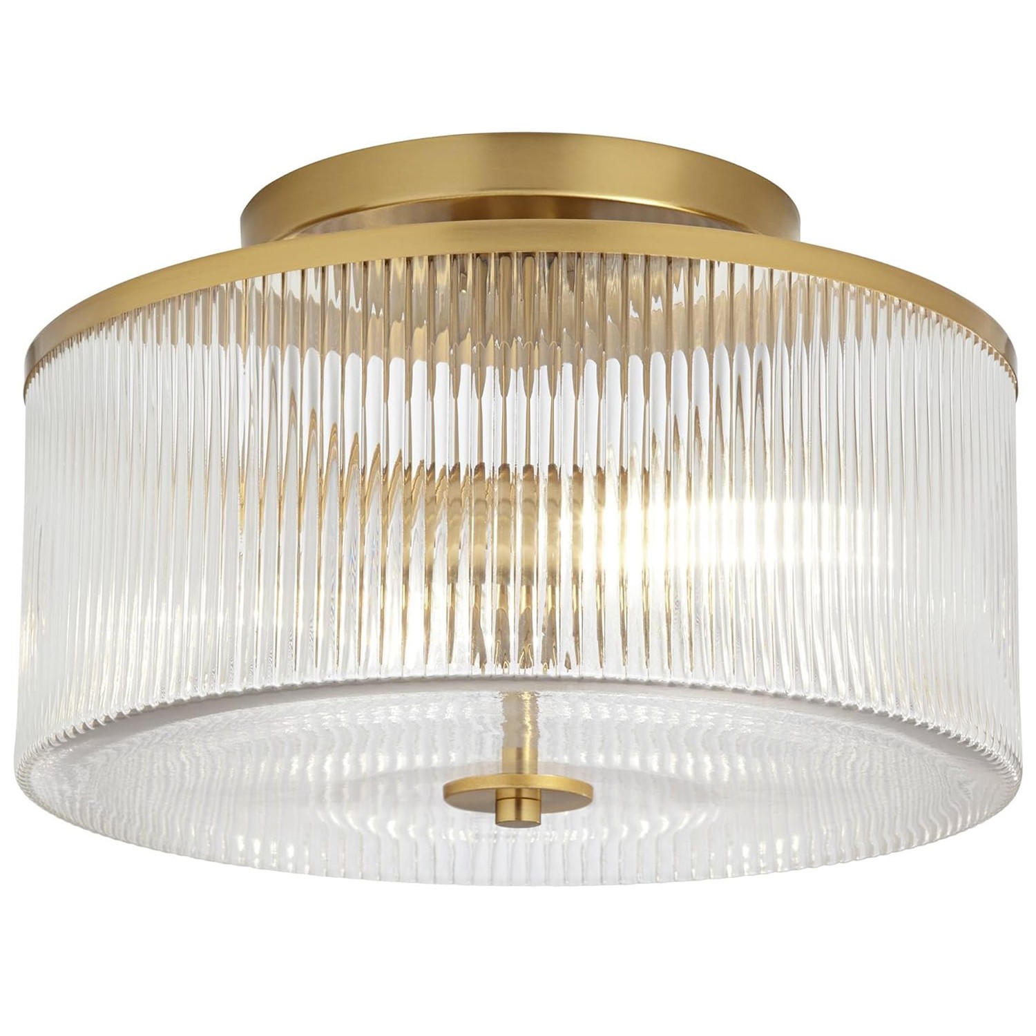 Claude Farmhouse Striped Glass Drum Ceiling Light