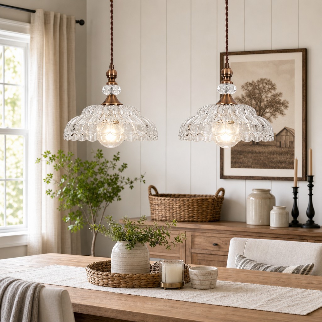Vilkas Vintage Flower Shaped Glass Pendant Light