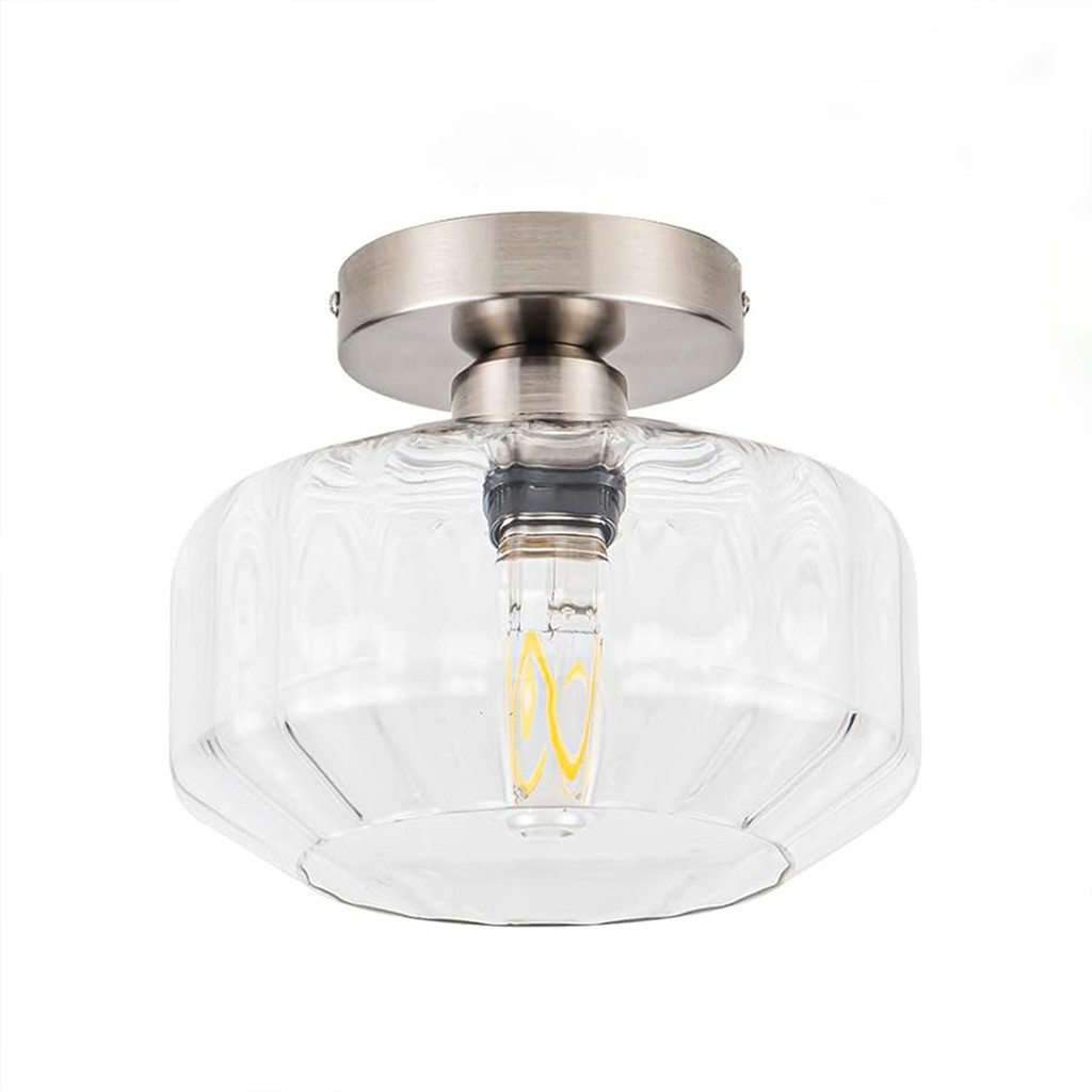 Ozma Stylish Wavy Glass Lantern Flush Mount Ceiling Light
