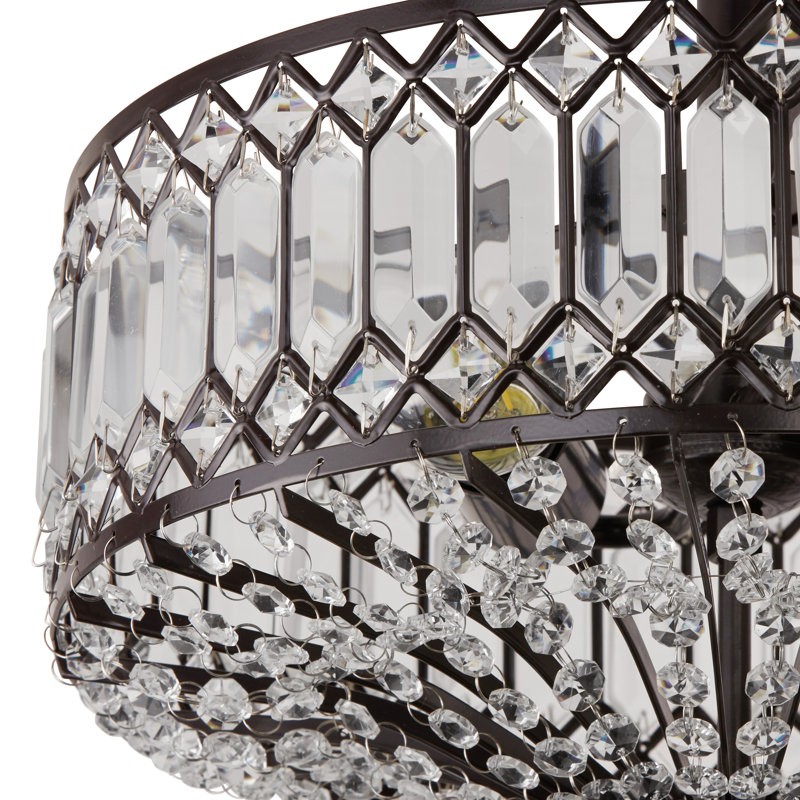 Parnika Luxury Carved Crystal Drum Semi Flush Chandelier