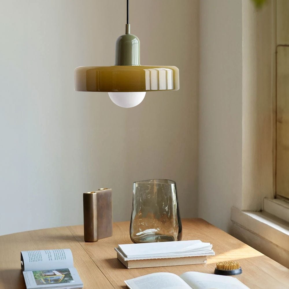 Xanadu Bauhaus Stained Glass Disc Pendant Light