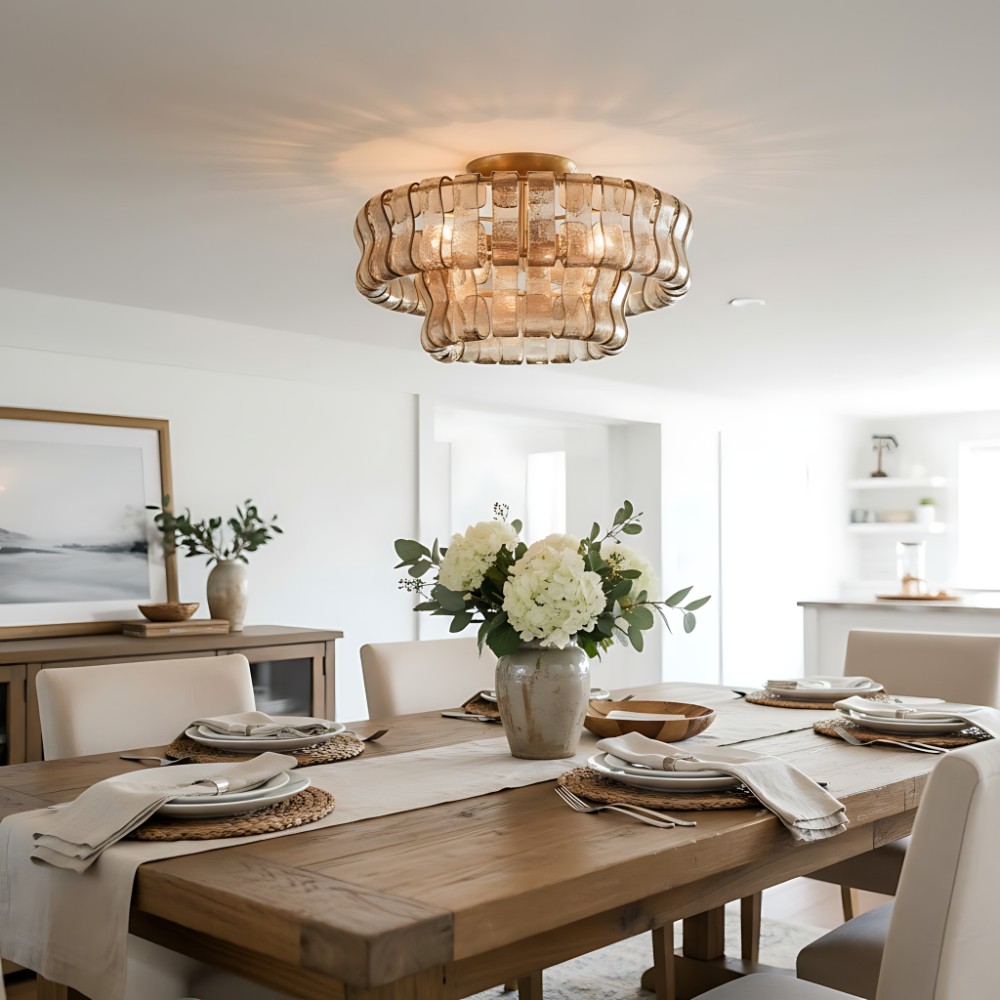 Giha Modern Double-Layer Curved Glass Chandelier