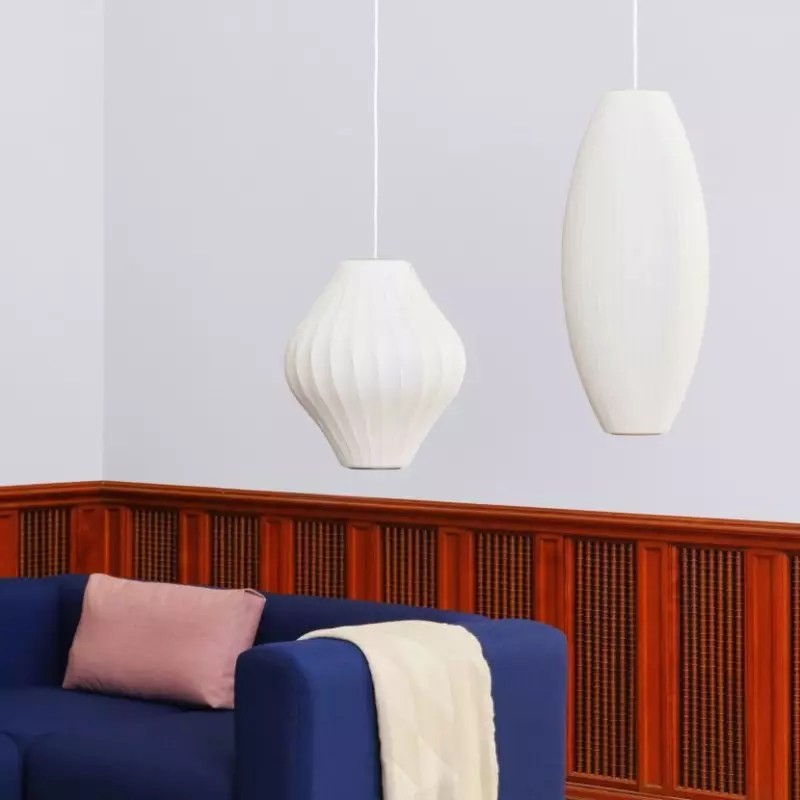 Giovanni White Silk Nelson Bubble Lamps