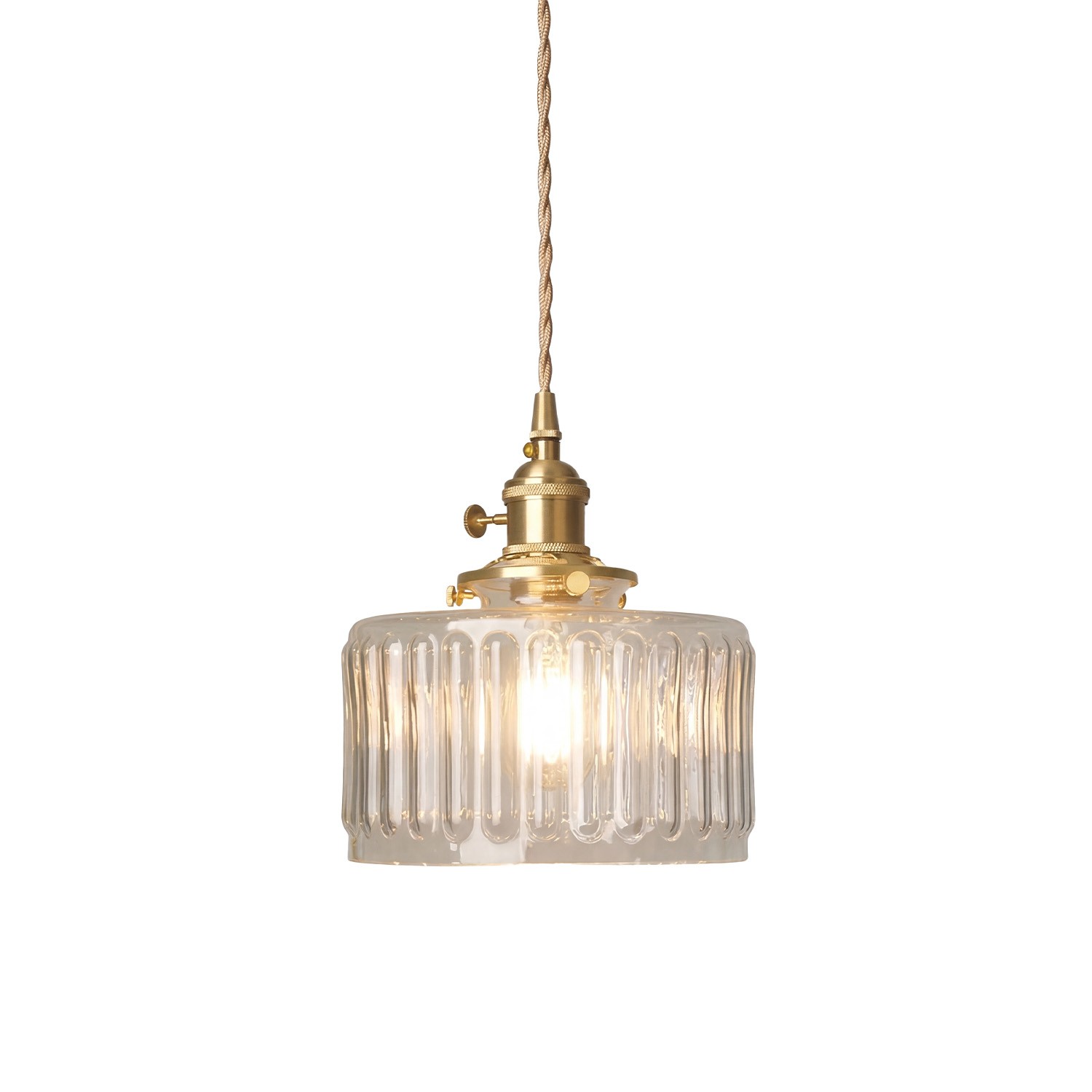 Zavier Vintage Cylinder Wave Pattern Glass Shade Pendant Chandelier
