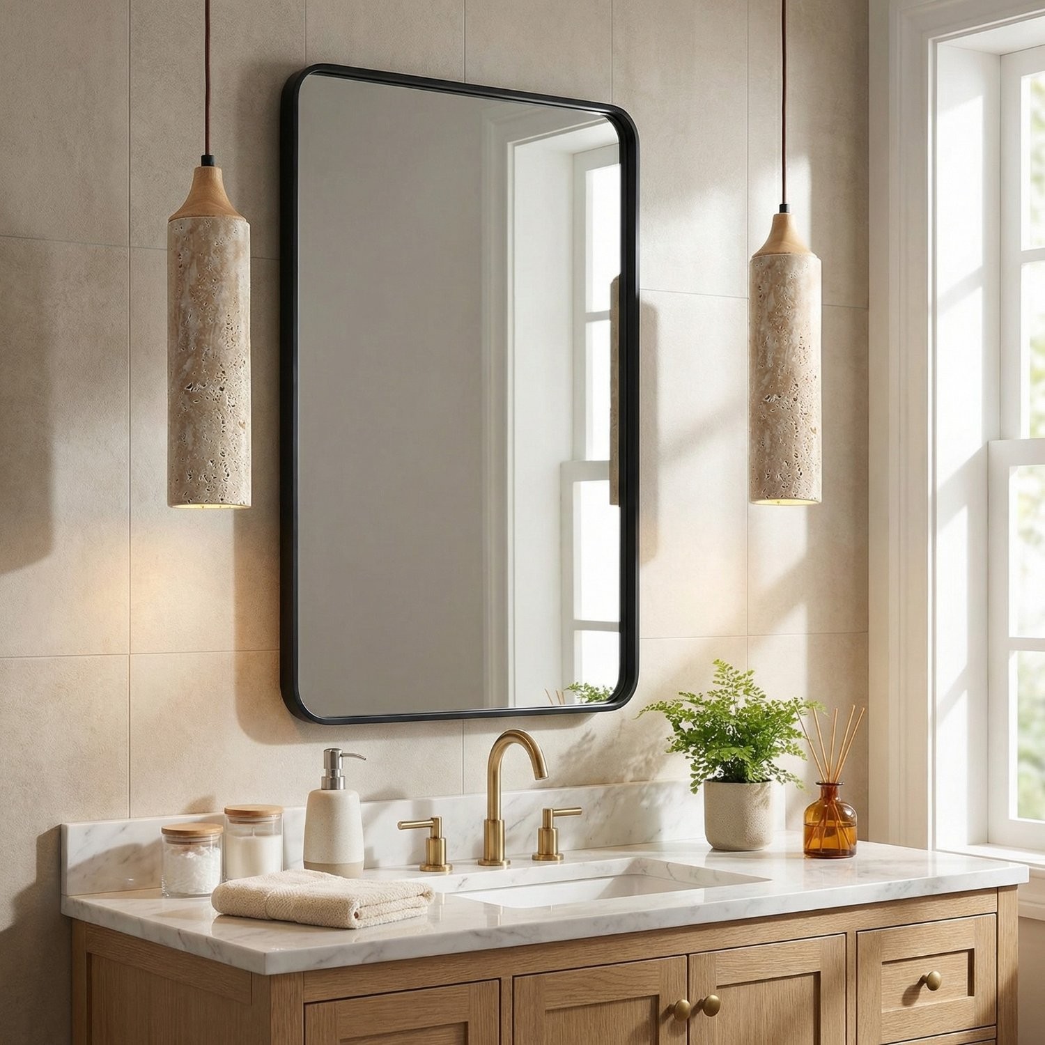 Blair Wabi-Sabi Mini Travertine Pendant Lamp