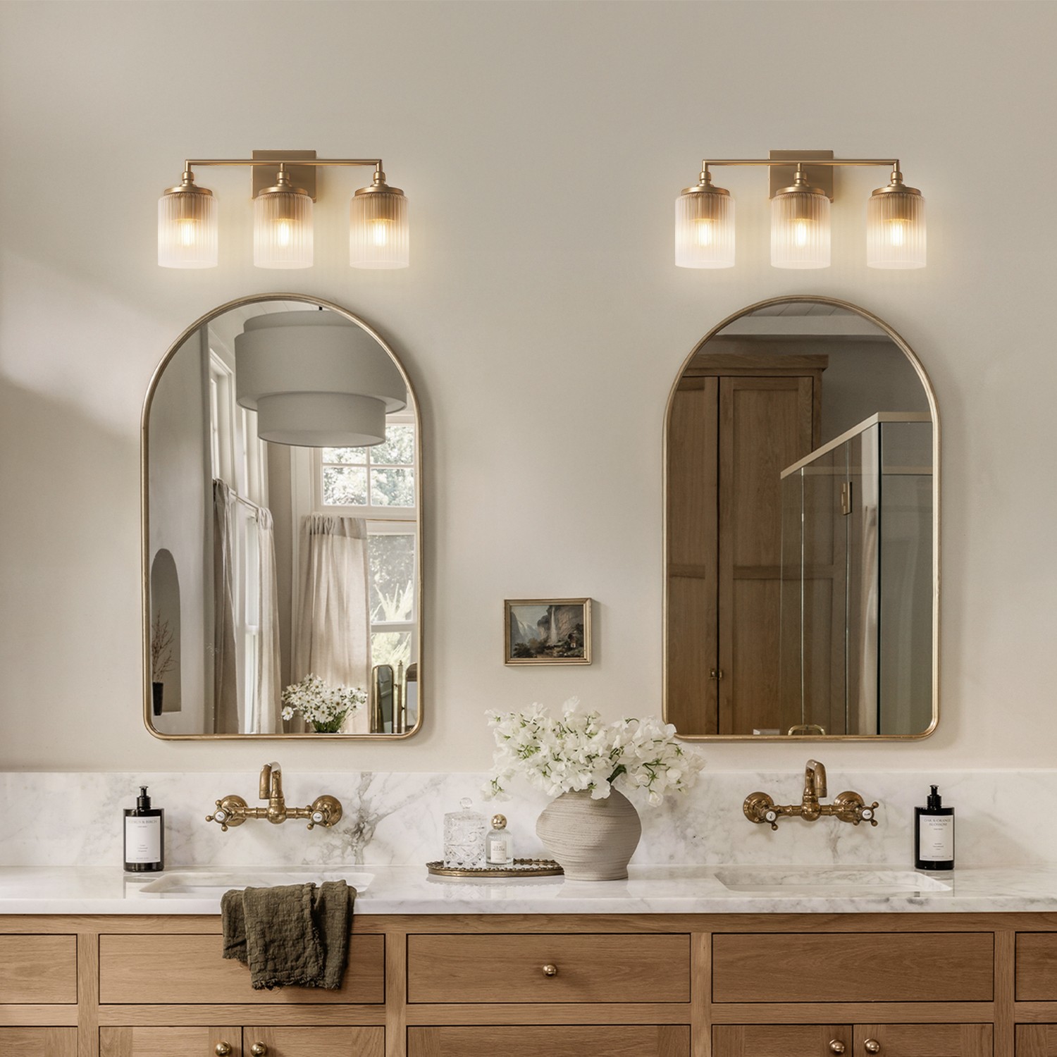 Cerys Modern 3-Light Ribbed Glass Cylinder Sconce