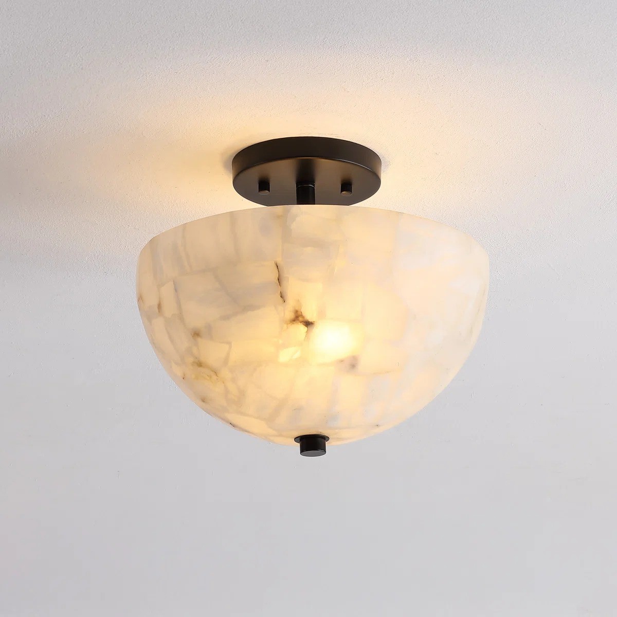 Faeluna Modern Alabaster Round Ceiling Light
