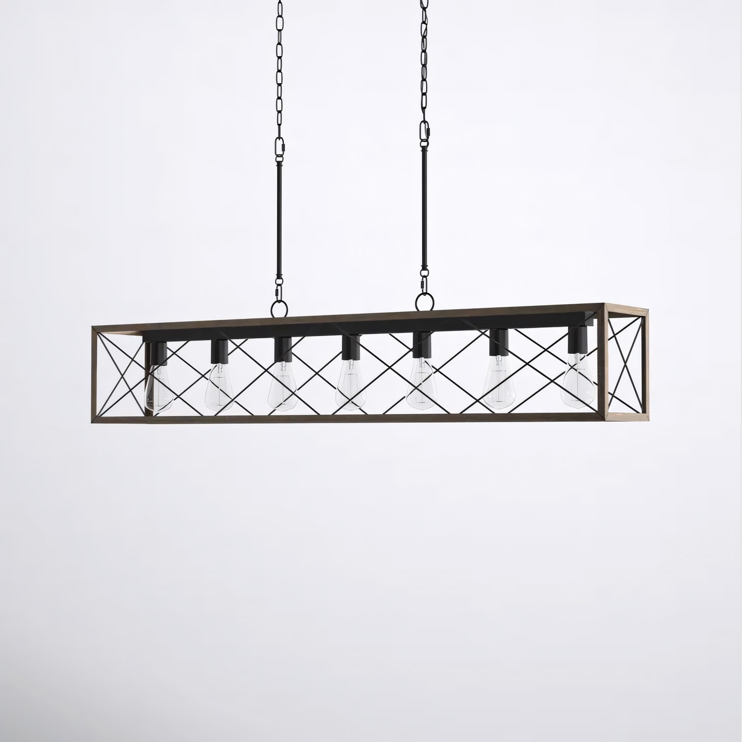 Wrylor Farmhouse 7 Light Steel Rectangle Chandelier