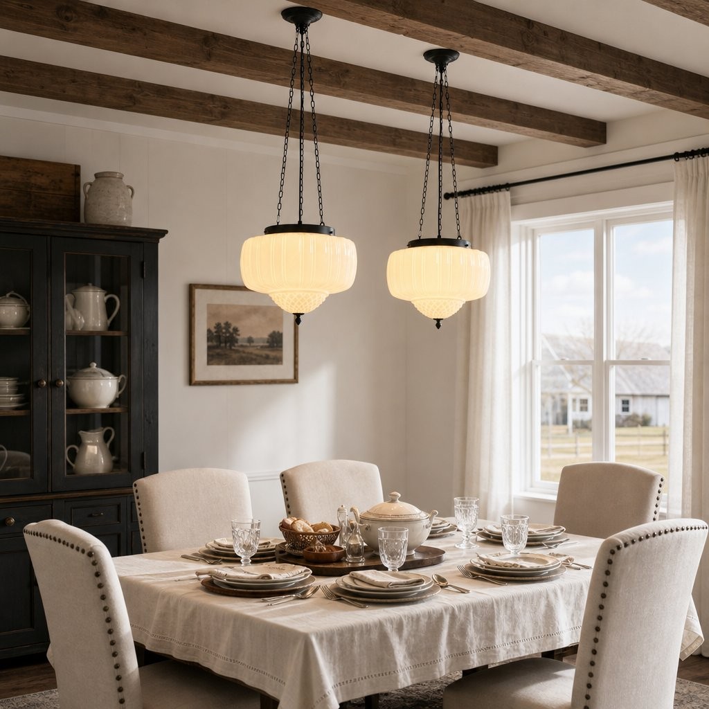 Draxor White Milk Glass Pumpkin Pendant Light