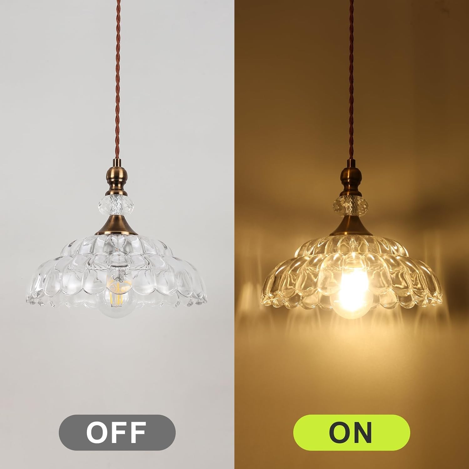 Vilkas Vintage Flower Shaped Glass Pendant Light