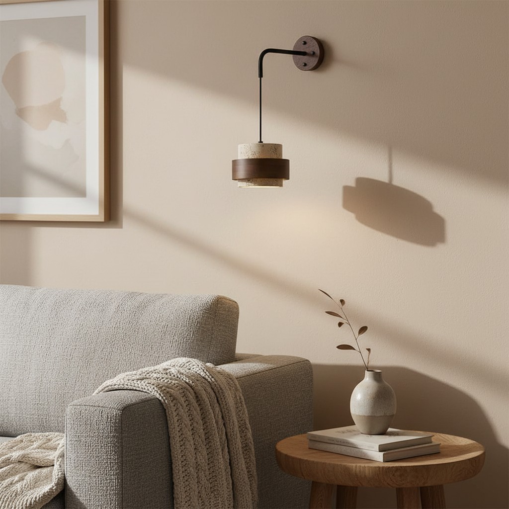 Timothy Wabi Sabi Natural Cylindrical Travertine Wall light
