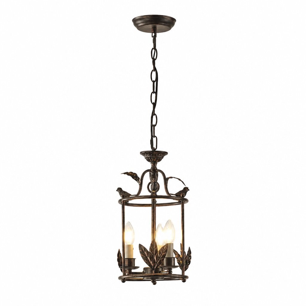 Bailee Vintage Decorative Leaf 3-Light Metal Lantern Pendant Light