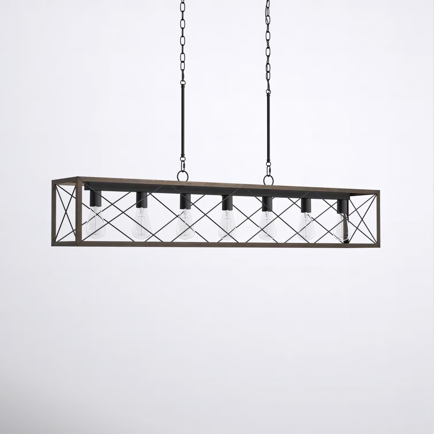 Wrylor Farmhouse 7 Light Steel Rectangle Chandelier