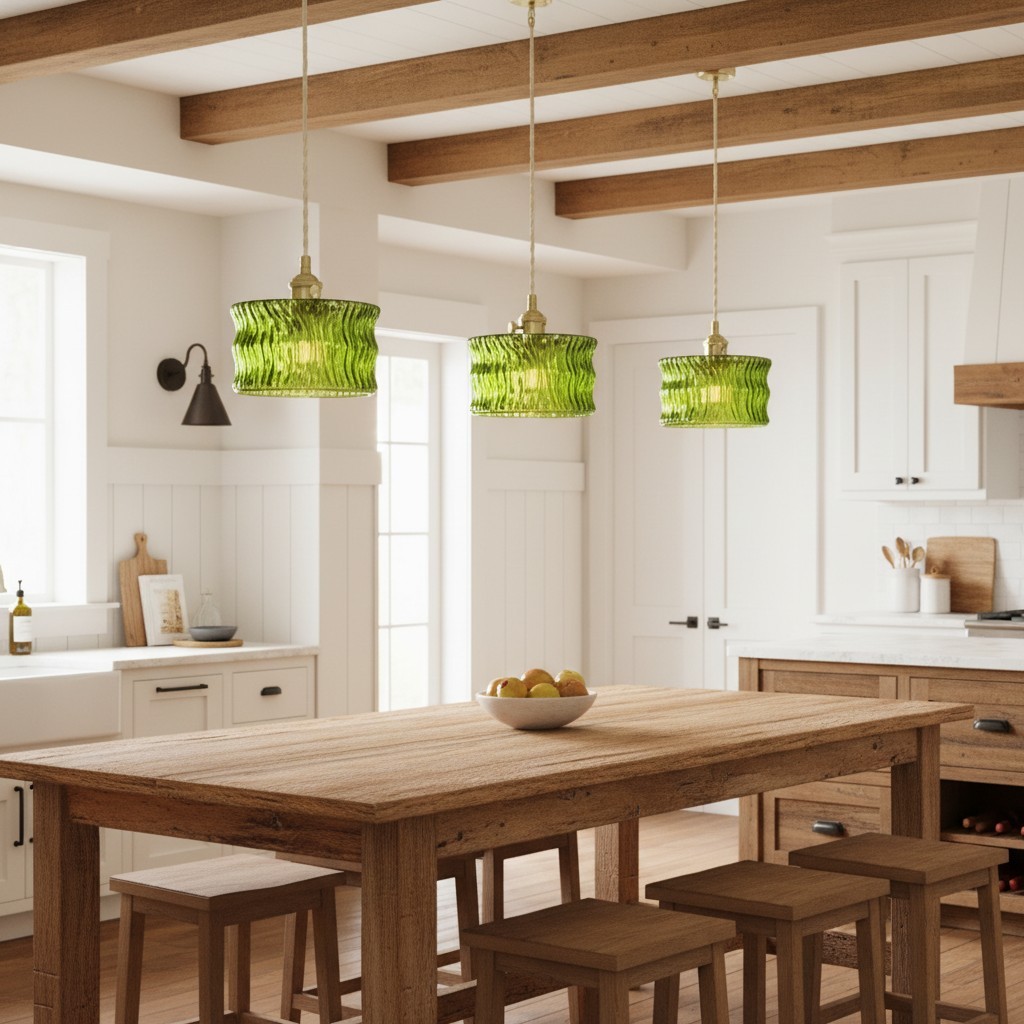 Roslyn Retro Stained Ribbed Glass Pendant Light