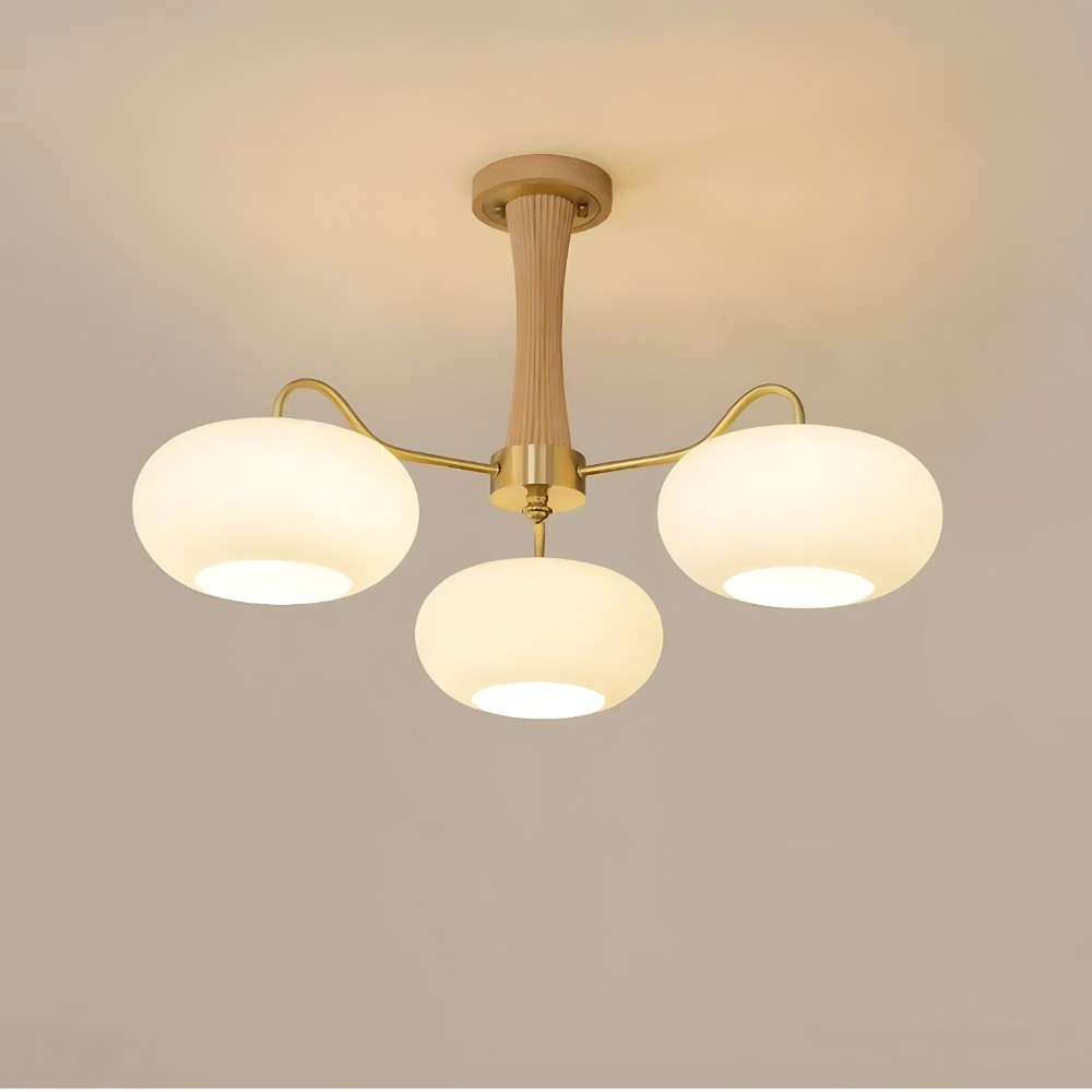 Obsidian Modern Bubble Brass Glass Persimmon Chandelier