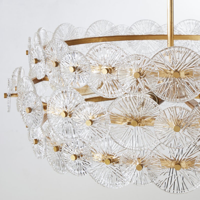 AuroraLux Gold-leaf Round Glass Chandelier