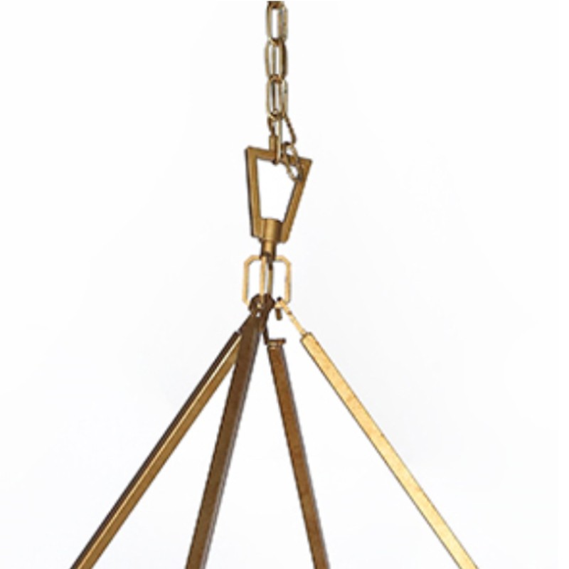 Jock French Gold Wagon Wheel Candle-Shaped Metal Chandelier