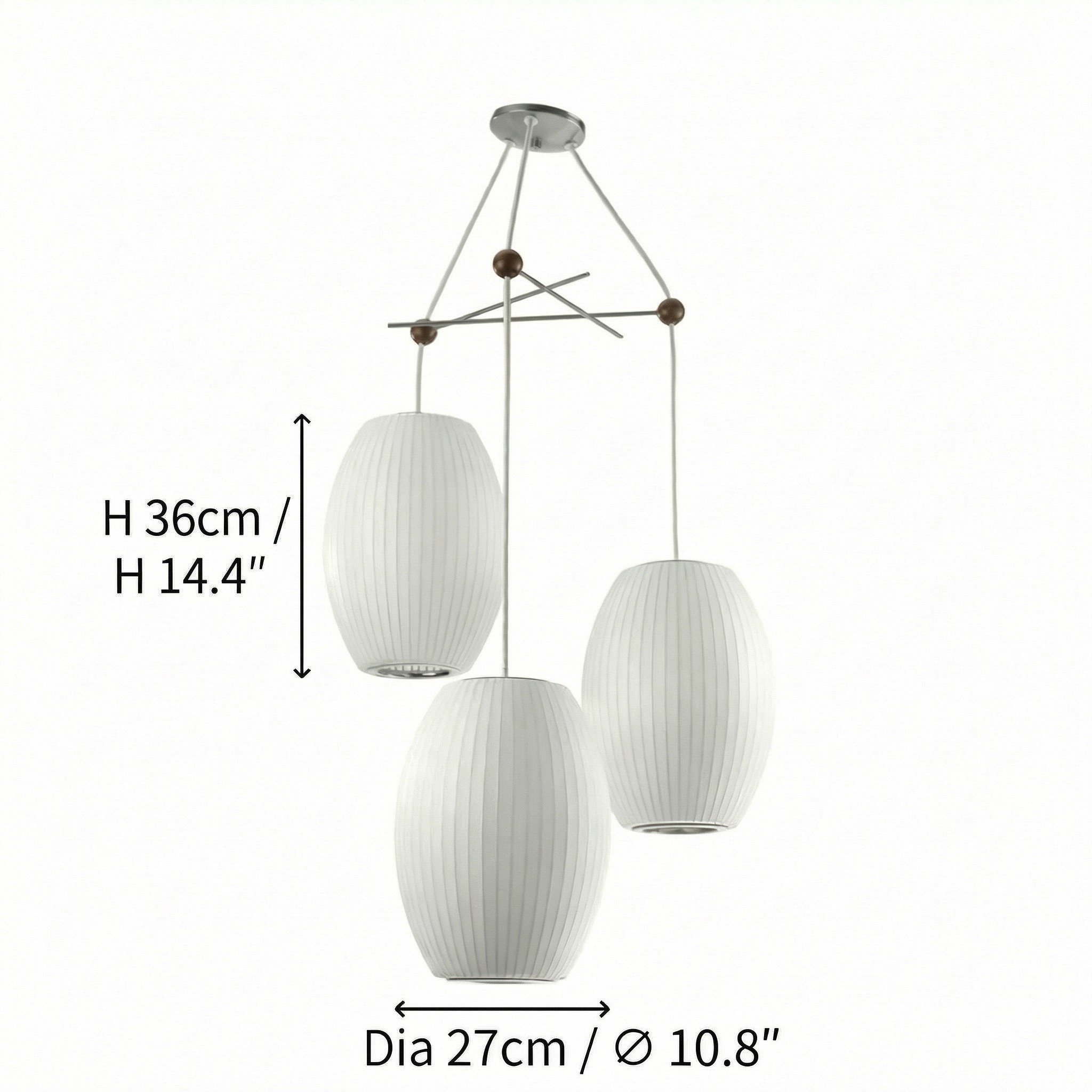 Noah White Triple Pear Bubble Silk Pendant Light