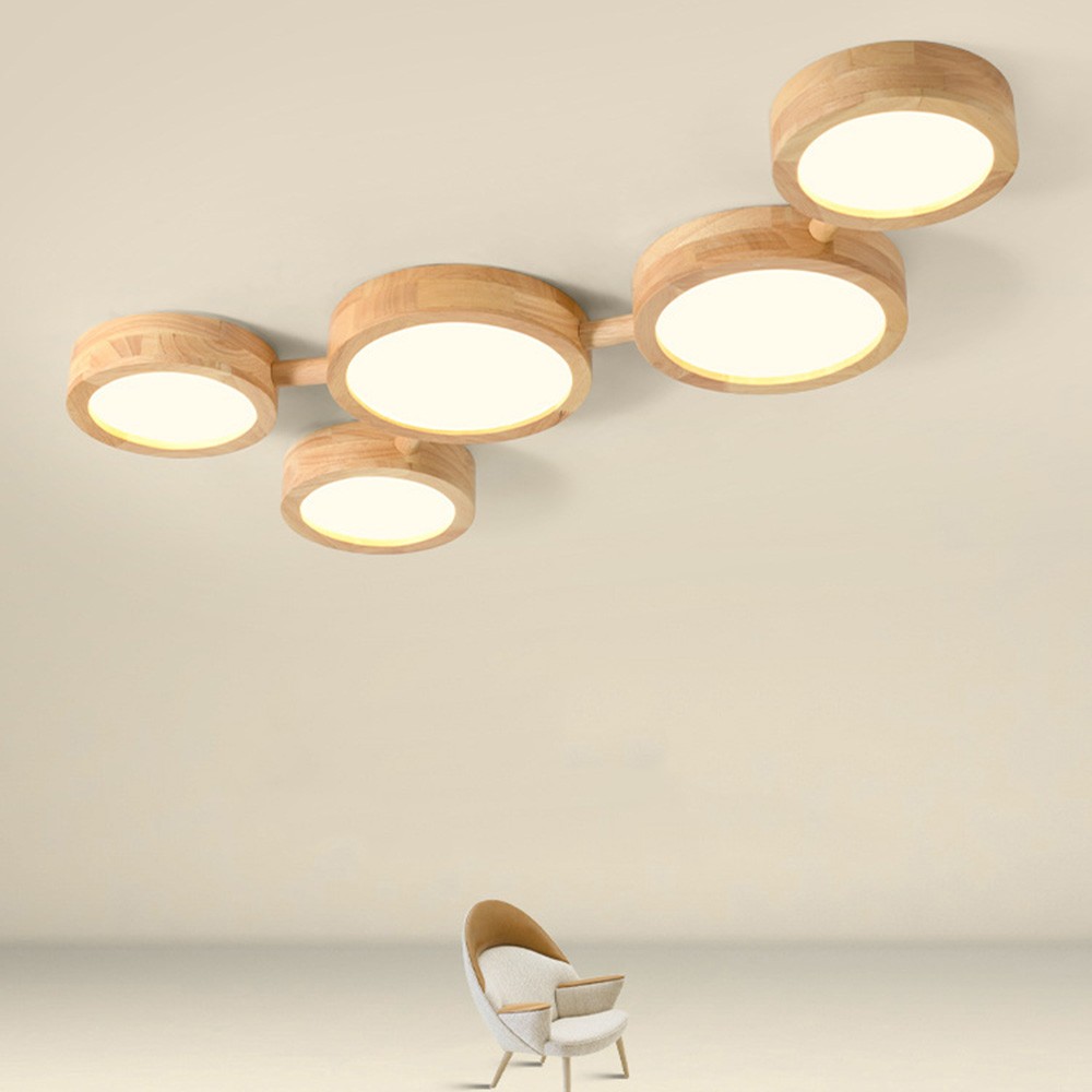 Phelith Modern Multi Heads Wood LED Ceiling Light