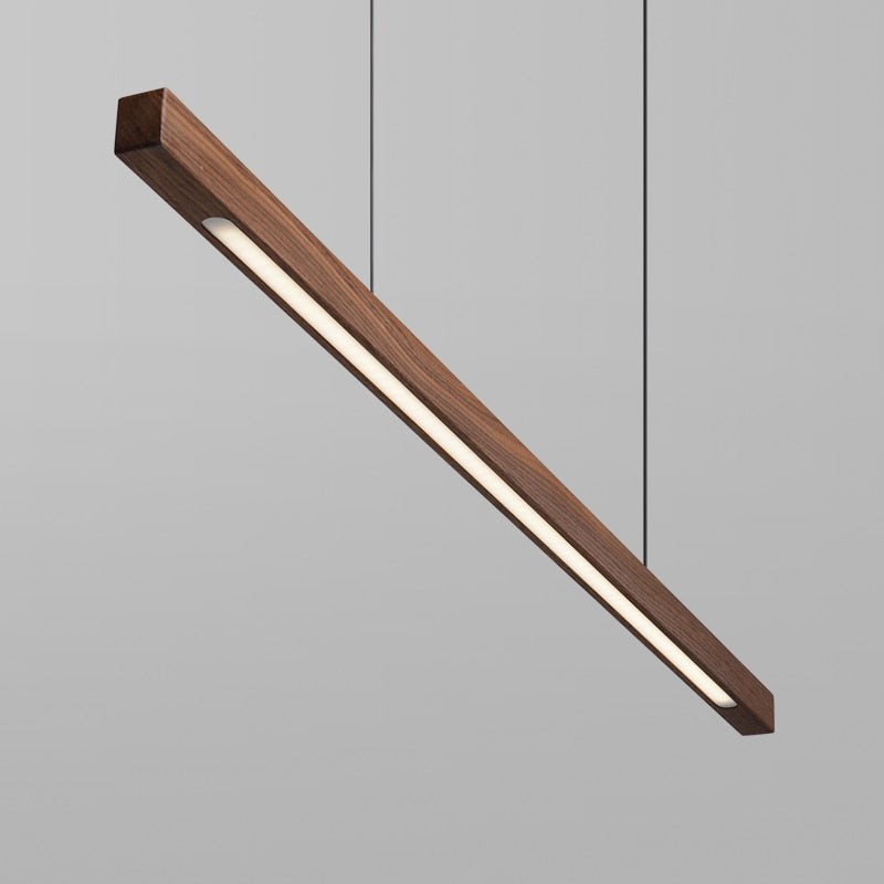 Quorix Log Style Wood Led Linear Pendant Light With Remote Control
