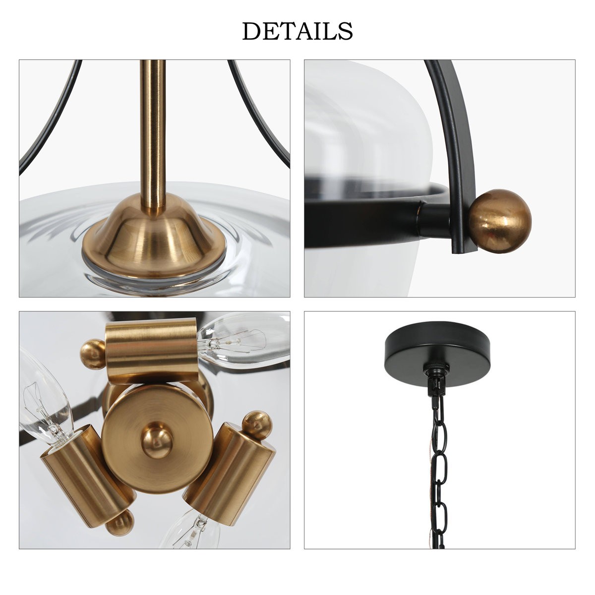 Florentine Rustic Brass Dome Clear Glass Pendant Light