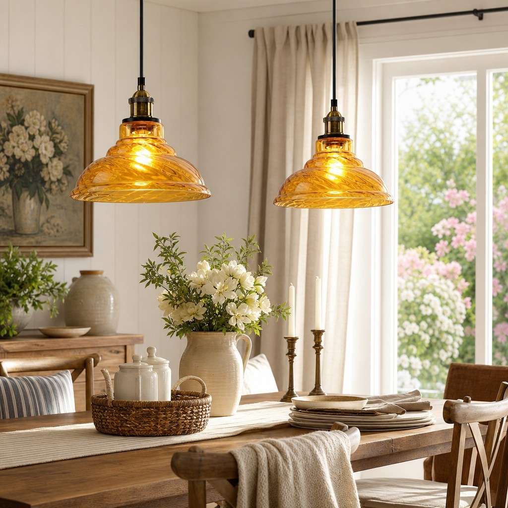 Benjin Modern Colorful Trumpet Glass Pendant Light