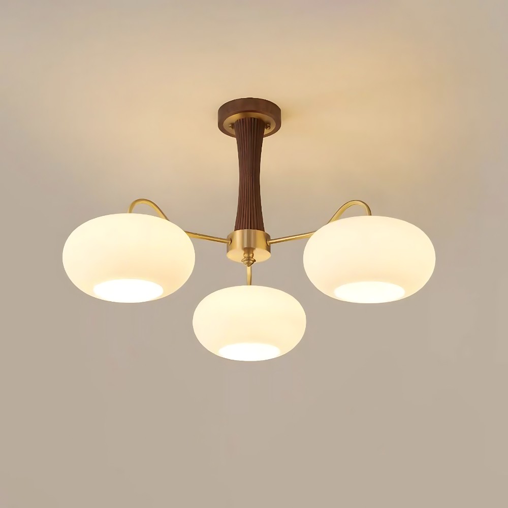 Obsidian Modern Bubble Brass Glass Persimmon Chandelier