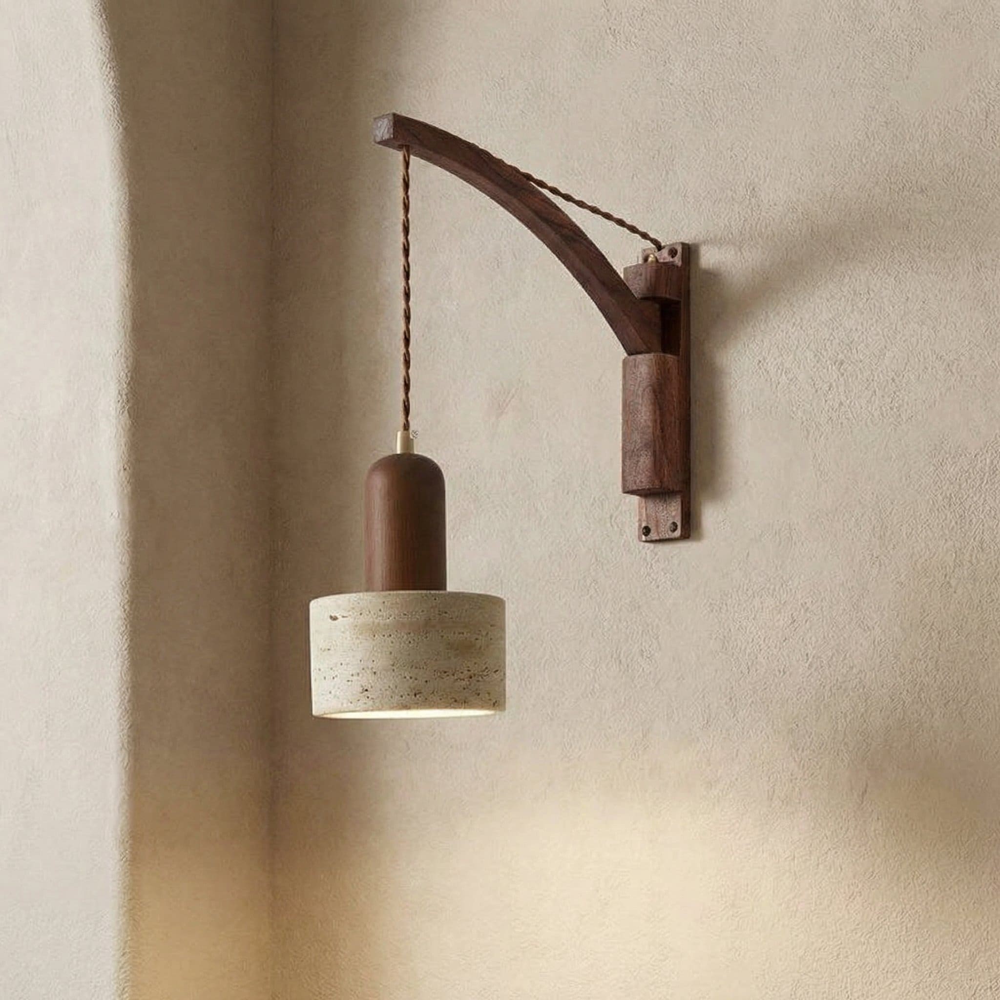Josiah Modern Solid Wood Travertine Wall Lamp