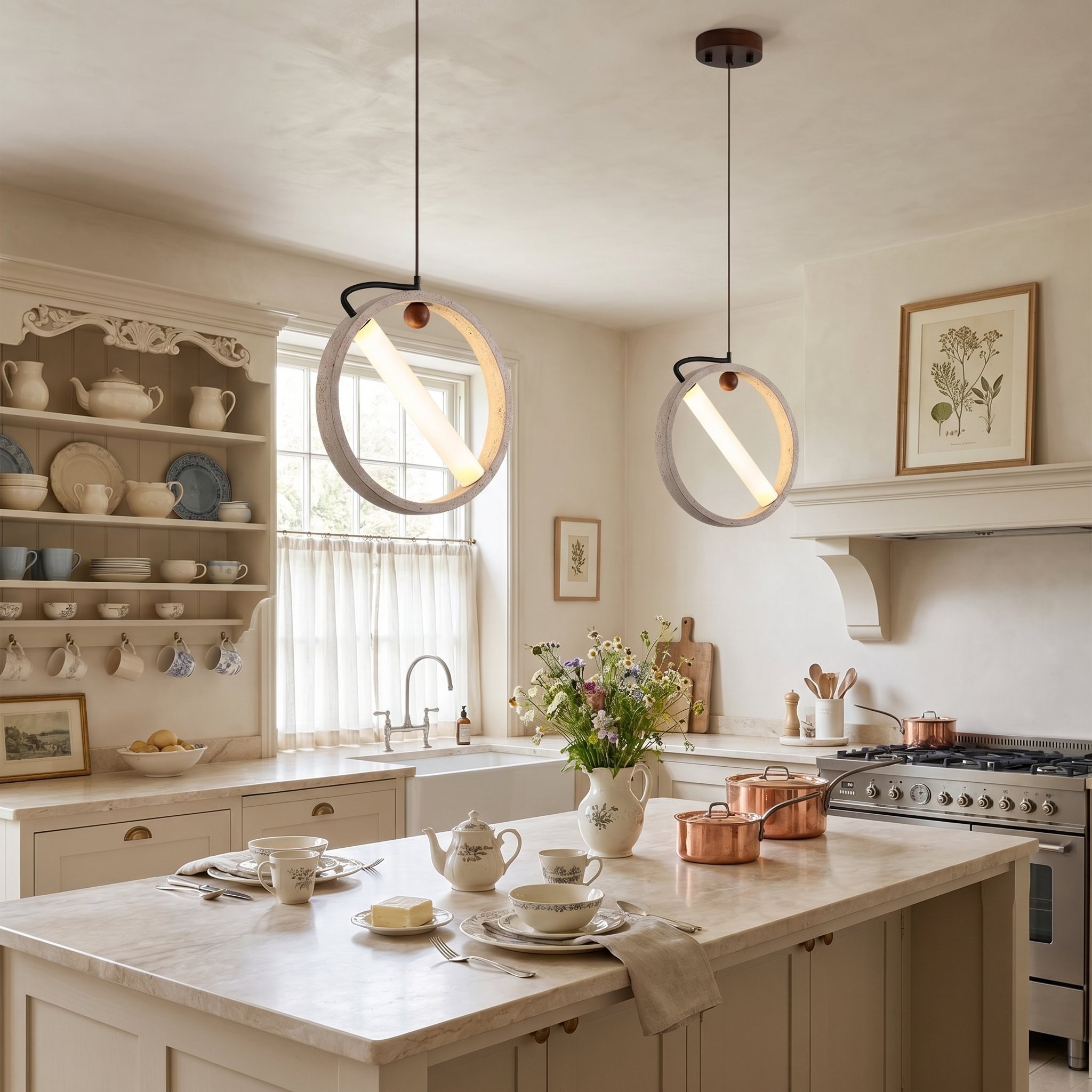 Conlan Japanese Travertine Circular Pendant Light