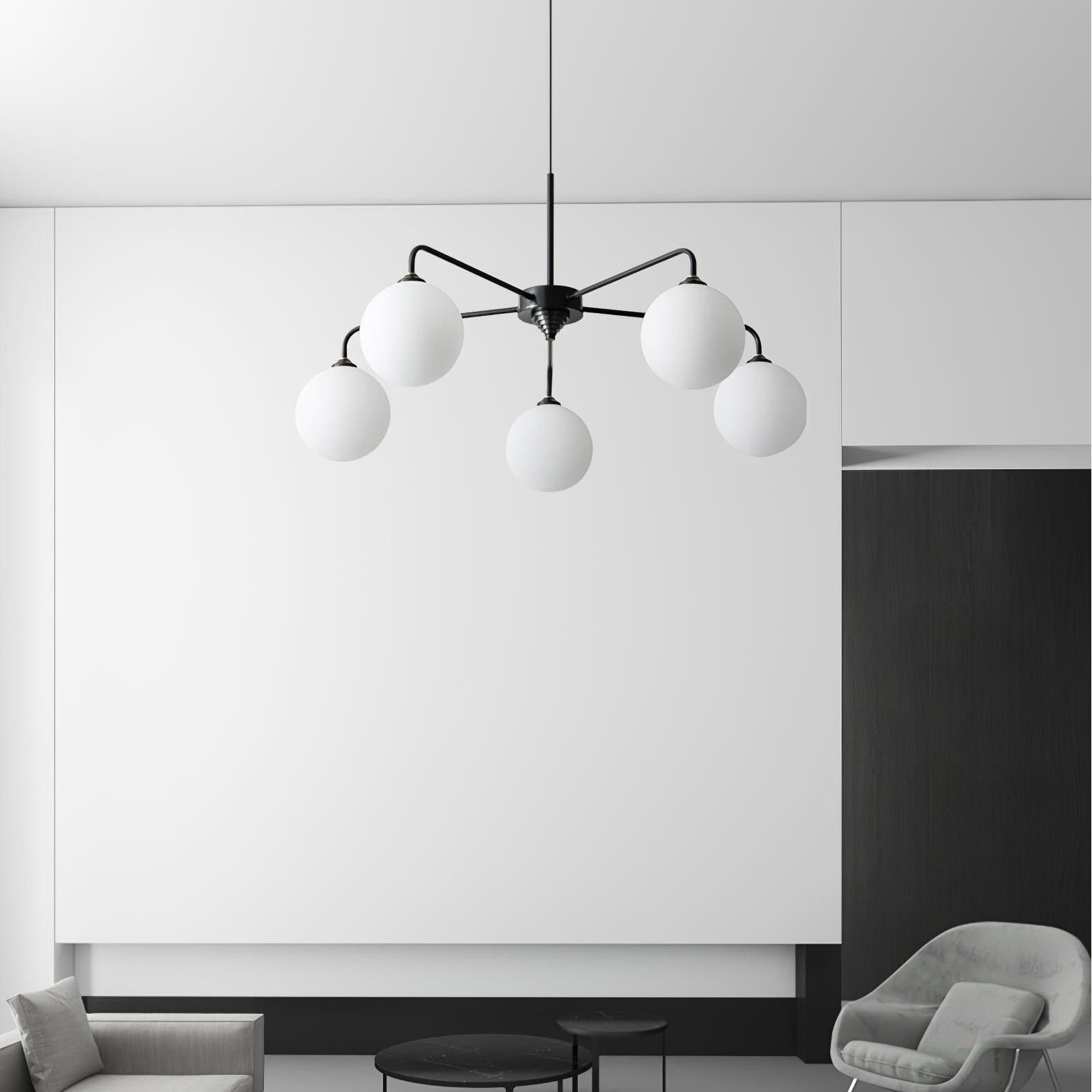 Maytoni Modern 5 Lights White Glass Globe Chandelier