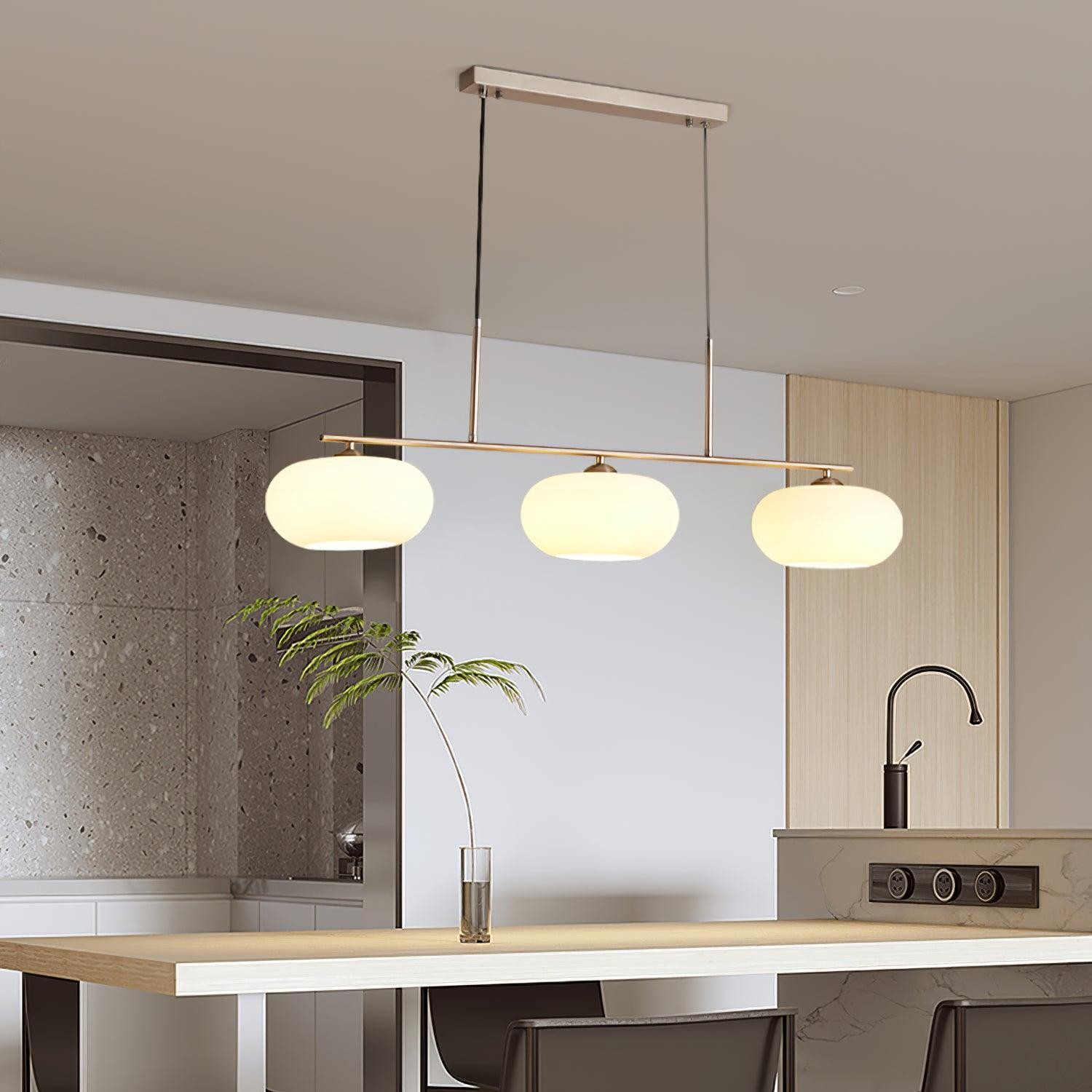 Wrythe 3-Light Milk Glass Linear Pendant Light