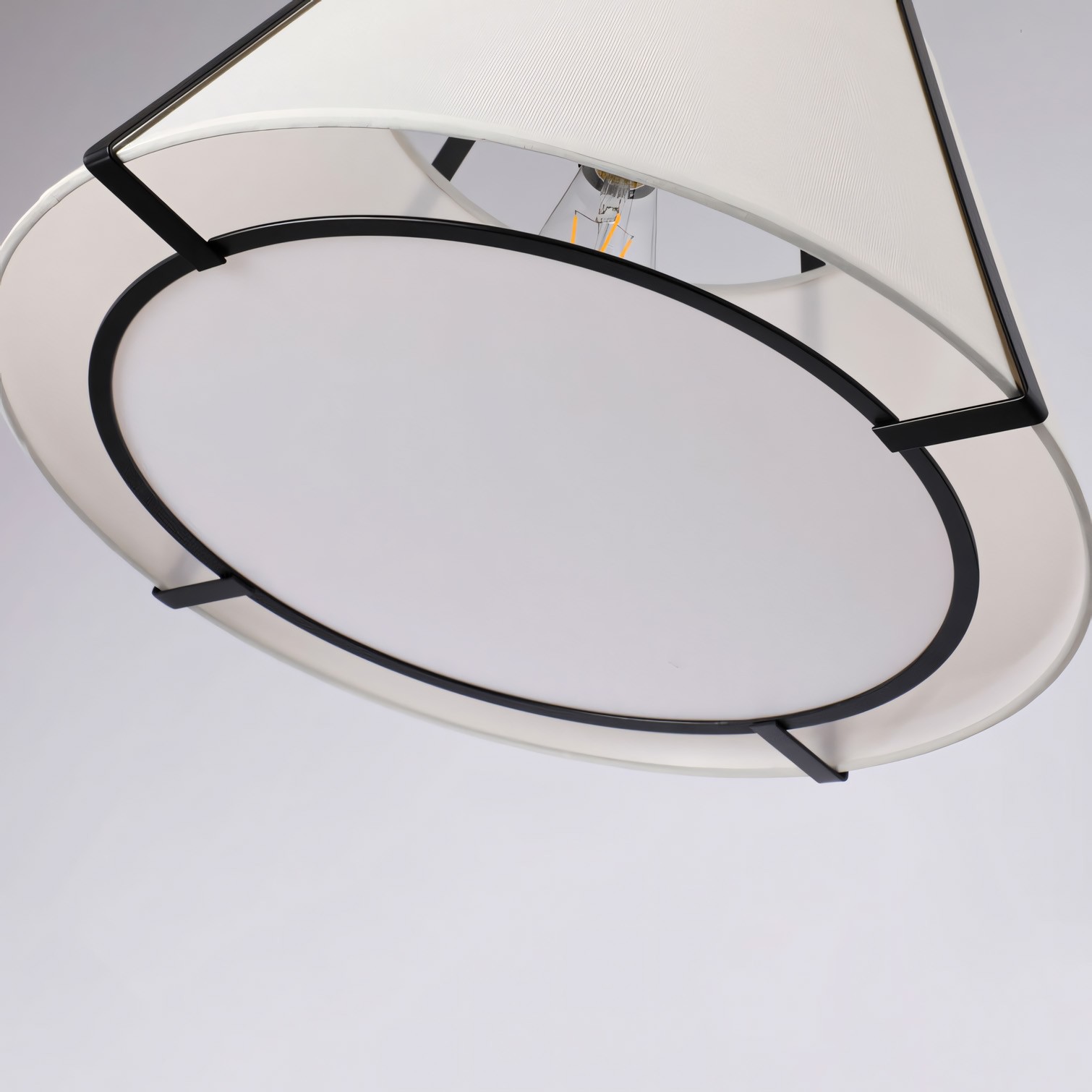 Zevran Farmhouse Metal Cone Fabric Pendant Light
