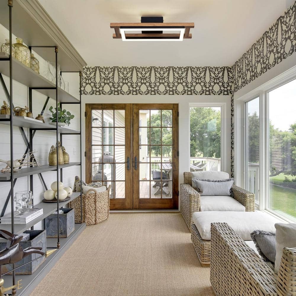 Radiance Farmhouse Led Wood Rectangular Ceiling Light