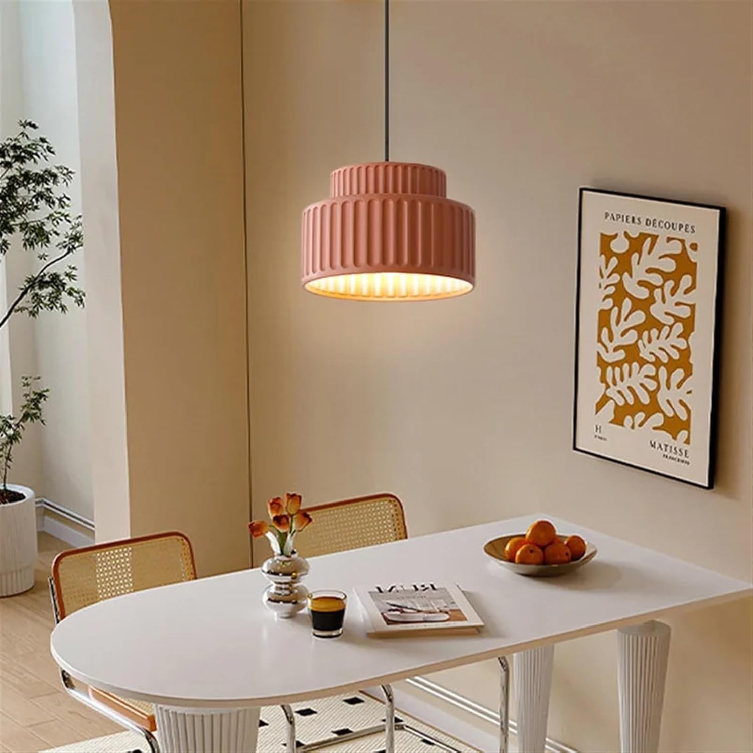 Brisby Striped Frosted Fluted Ceramic Pendant Light