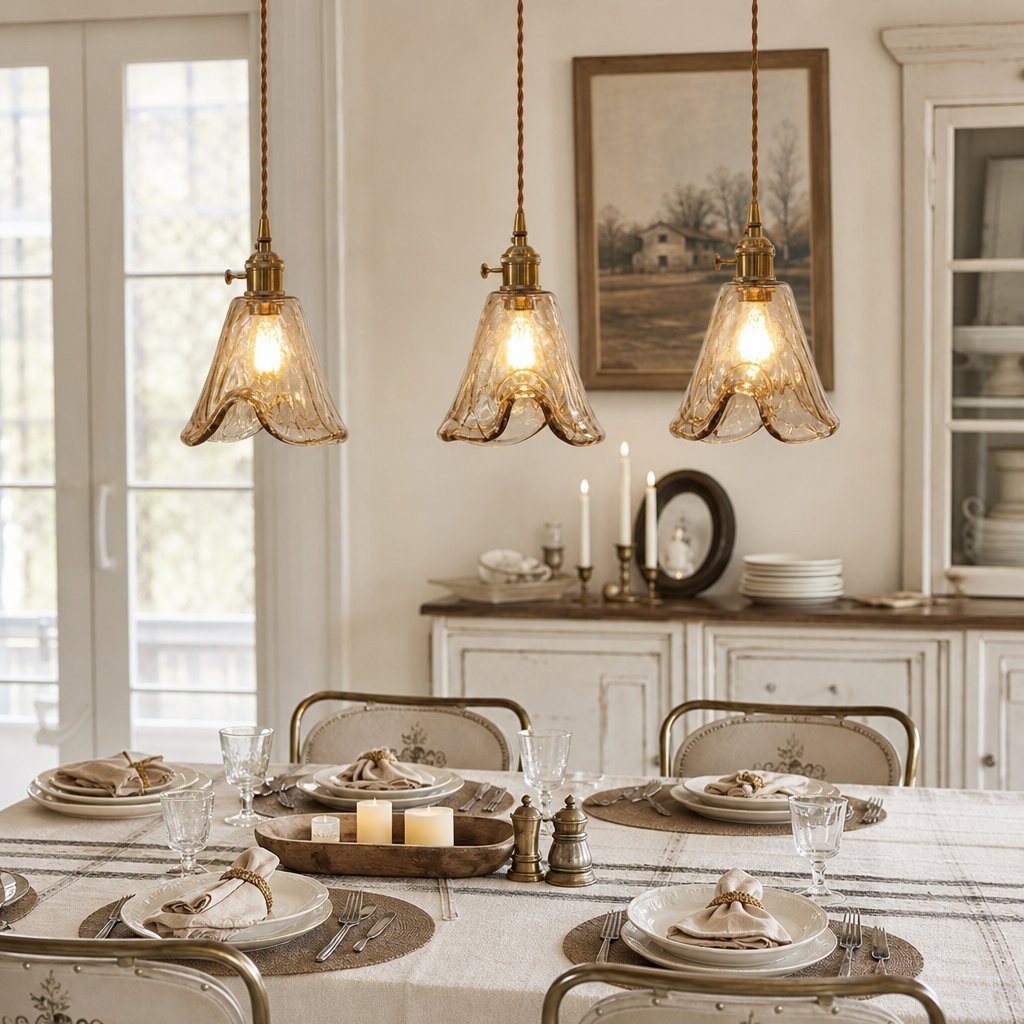 Cyralix Brass Coffee Water Ripple Glass Pendant Light