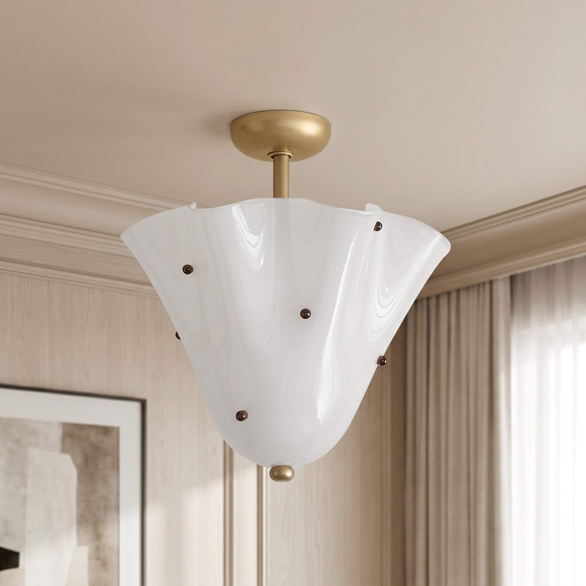 Catalina Contemporary Colored Glass Petal Fazzo Ceiling Light