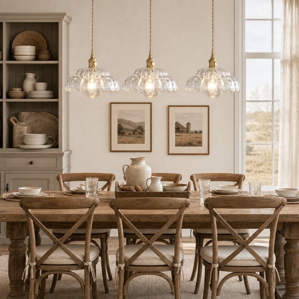 Worlanth Mid Century Clear Glass Flower Pendant Light