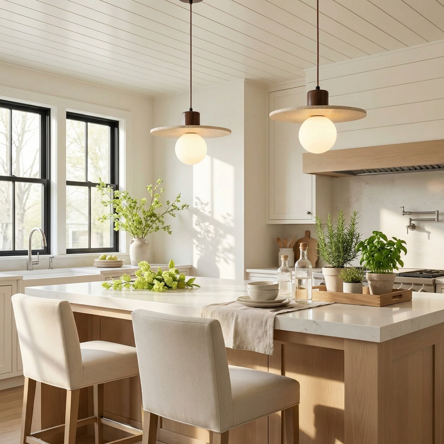 Bowen Wabi-Sabi Mini Travertine Pendant Light