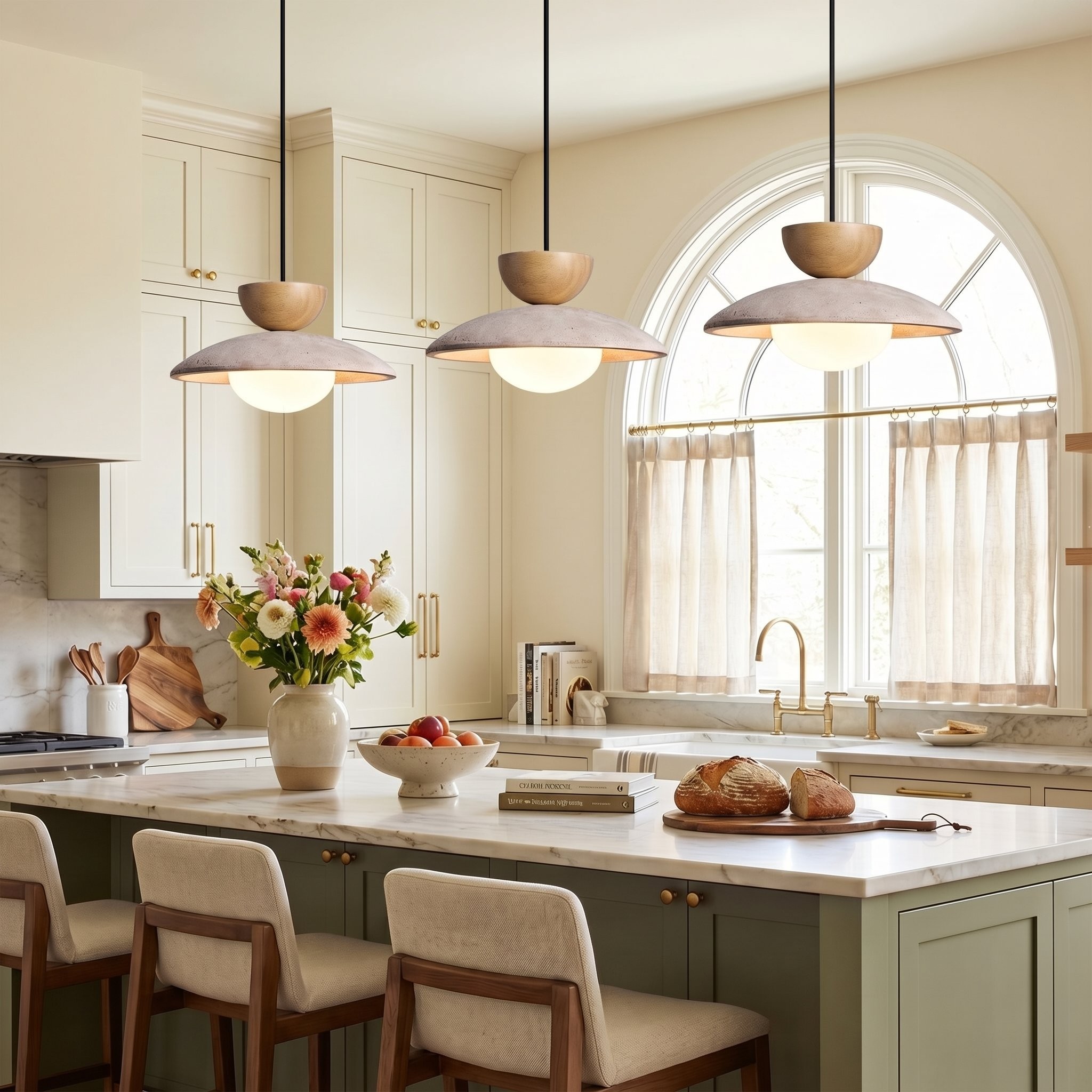 Tilda Modern Wabi-Sabi Travertine Dome Pendant Light