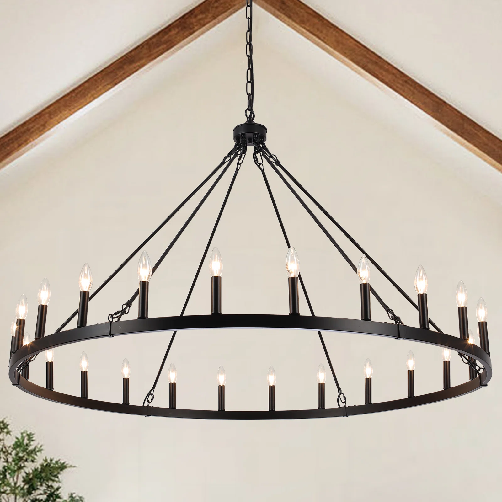 Raeth Farmhouse 24 Lights Wagon Wheel Candle Style Chandelier