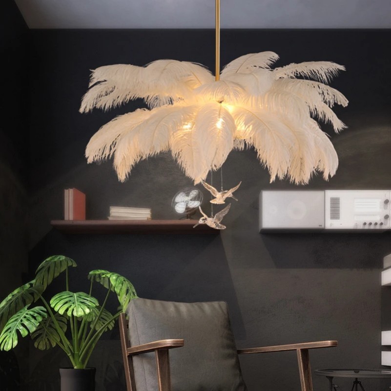 Caden Modern Nordic Ostrich Feather Chandelier