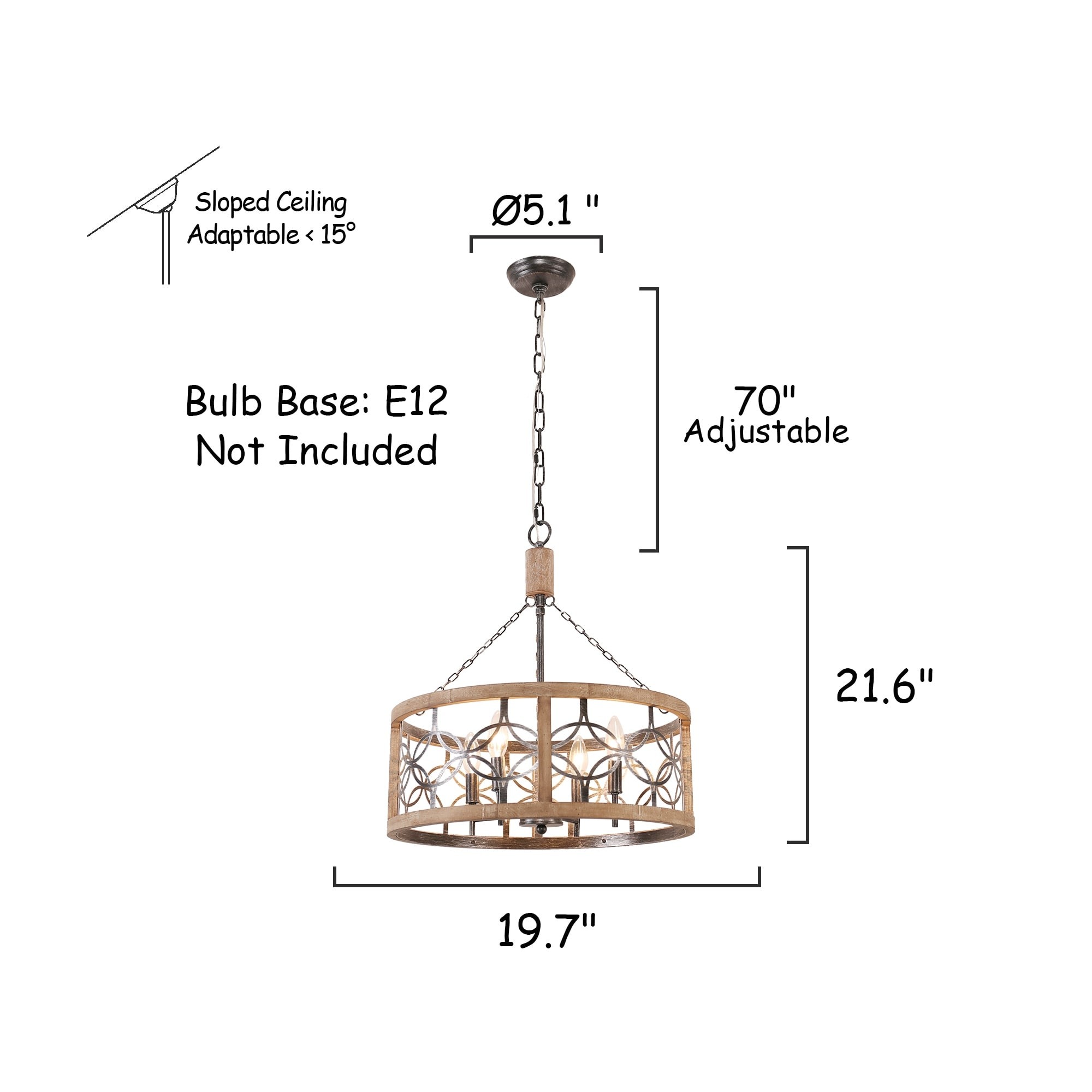 Wagner Farmhouse 4-Light Drum Wood Chandelier